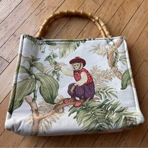 Vintage J. Caldwell & Co Monkey Bamboo handbag tote